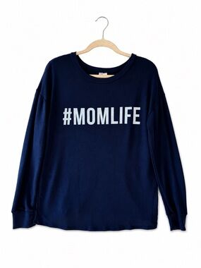 Alya Francesca’s XS NWT #MOMLIFE Navy Graphic Sweatshirt Top